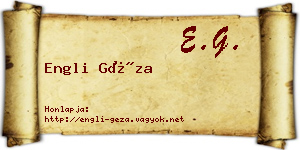 Engli Géza névjegykártya